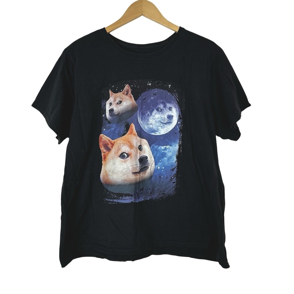 Space Dogs Graphic Tee Shirt Black Matter Galaxy Funny T Shirt Dog‎ Lover Large